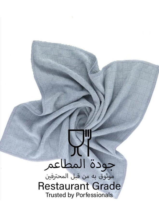 الصفحة الرئيسية الفضية مناشف مطبخ احترافية من الألياف الدقيقة بنسج مربع | مقاس كبير ٤٠ × ٤٠ سم، ٣٢٠ جرامًا للمتر المربع | خالية من الوبر والخطوط | ألياف فائقة السماكة ومتماسكة | عبوة من ٣ قطع قابلة لإعادة الاستخدام - Image 3